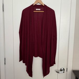 Abercrombie & Fitch Open Front Cardigan Sz XS/S Burgundy Ribbed Long Sleeve